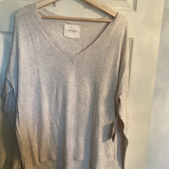 Lucky Brand V- Neck Ivory Sweater - NWT - Picture 1 of 9